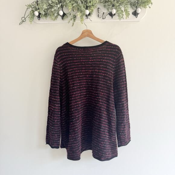 Habitat V Neck Black Striped Knit Sweater Large 8-11 - Picture 4 of 4